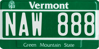 VT license plate NAW888