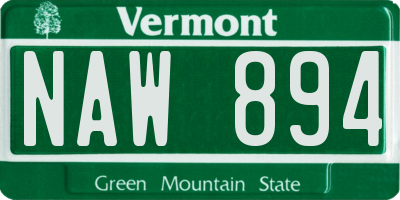 VT license plate NAW894