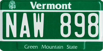 VT license plate NAW898