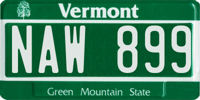 VT license plate NAW899