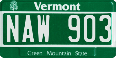VT license plate NAW903