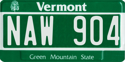 VT license plate NAW904