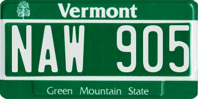 VT license plate NAW905