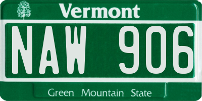 VT license plate NAW906