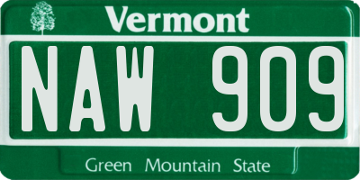 VT license plate NAW909