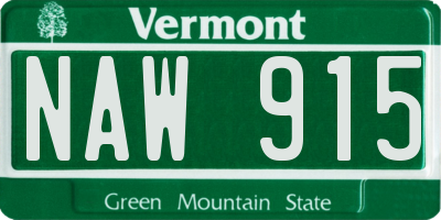 VT license plate NAW915