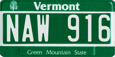 VT license plate NAW916