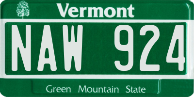 VT license plate NAW924