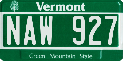 VT license plate NAW927