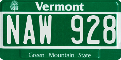 VT license plate NAW928