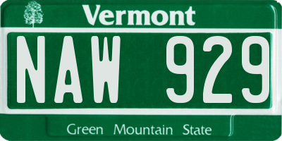 VT license plate NAW929