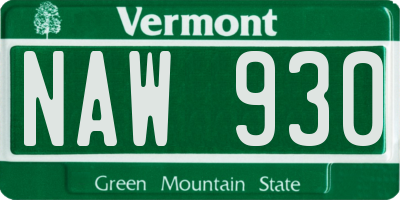 VT license plate NAW930