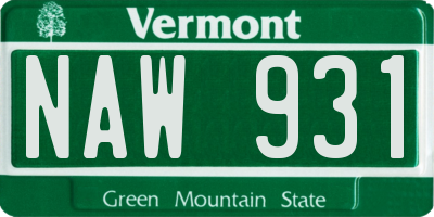 VT license plate NAW931