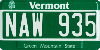 VT license plate NAW935