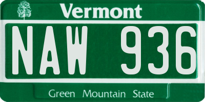 VT license plate NAW936