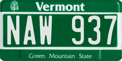 VT license plate NAW937
