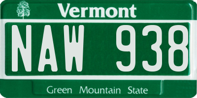 VT license plate NAW938