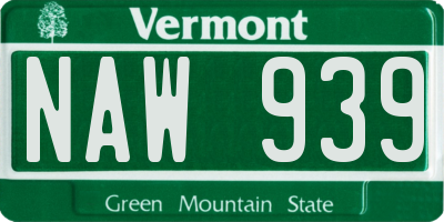VT license plate NAW939