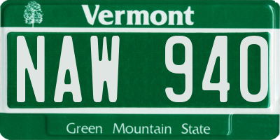 VT license plate NAW940