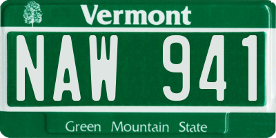 VT license plate NAW941