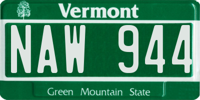 VT license plate NAW944