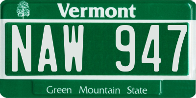 VT license plate NAW947