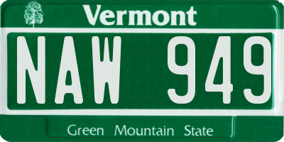 VT license plate NAW949