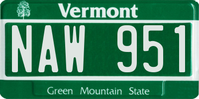 VT license plate NAW951