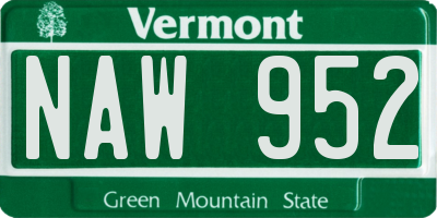 VT license plate NAW952