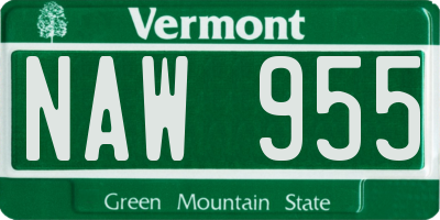 VT license plate NAW955