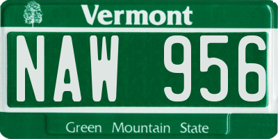 VT license plate NAW956