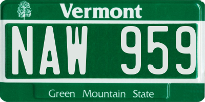 VT license plate NAW959