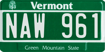 VT license plate NAW961