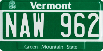 VT license plate NAW962
