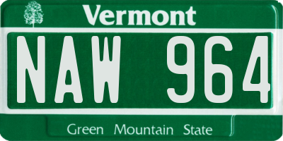 VT license plate NAW964