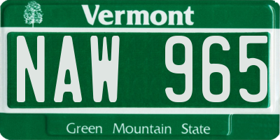 VT license plate NAW965