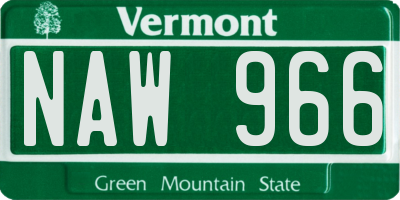VT license plate NAW966