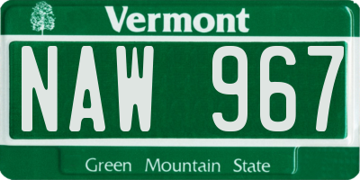 VT license plate NAW967