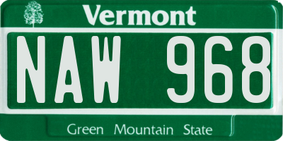 VT license plate NAW968