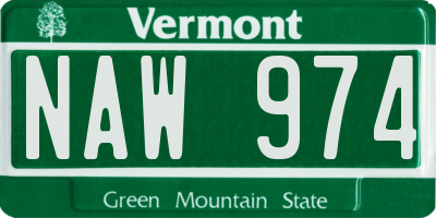 VT license plate NAW974