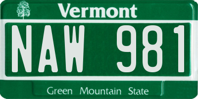 VT license plate NAW981