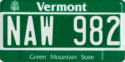VT license plate NAW982