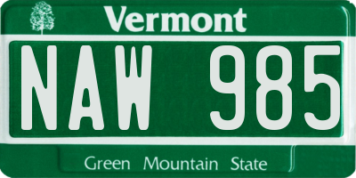 VT license plate NAW985