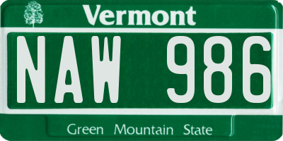 VT license plate NAW986