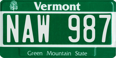 VT license plate NAW987