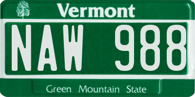 VT license plate NAW988