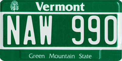 VT license plate NAW990