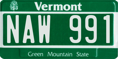 VT license plate NAW991