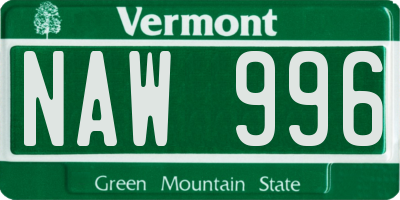 VT license plate NAW996