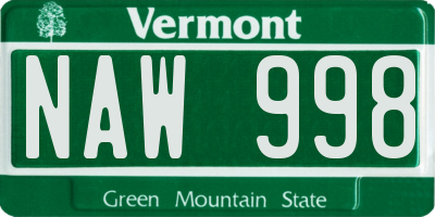 VT license plate NAW998